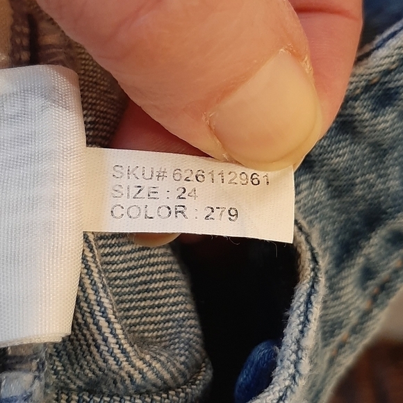 Abercrombie & Fitch 24 x 27 Blue Distressed High Rise Tapered Leg Denim Jeans - Picture 9 of 9